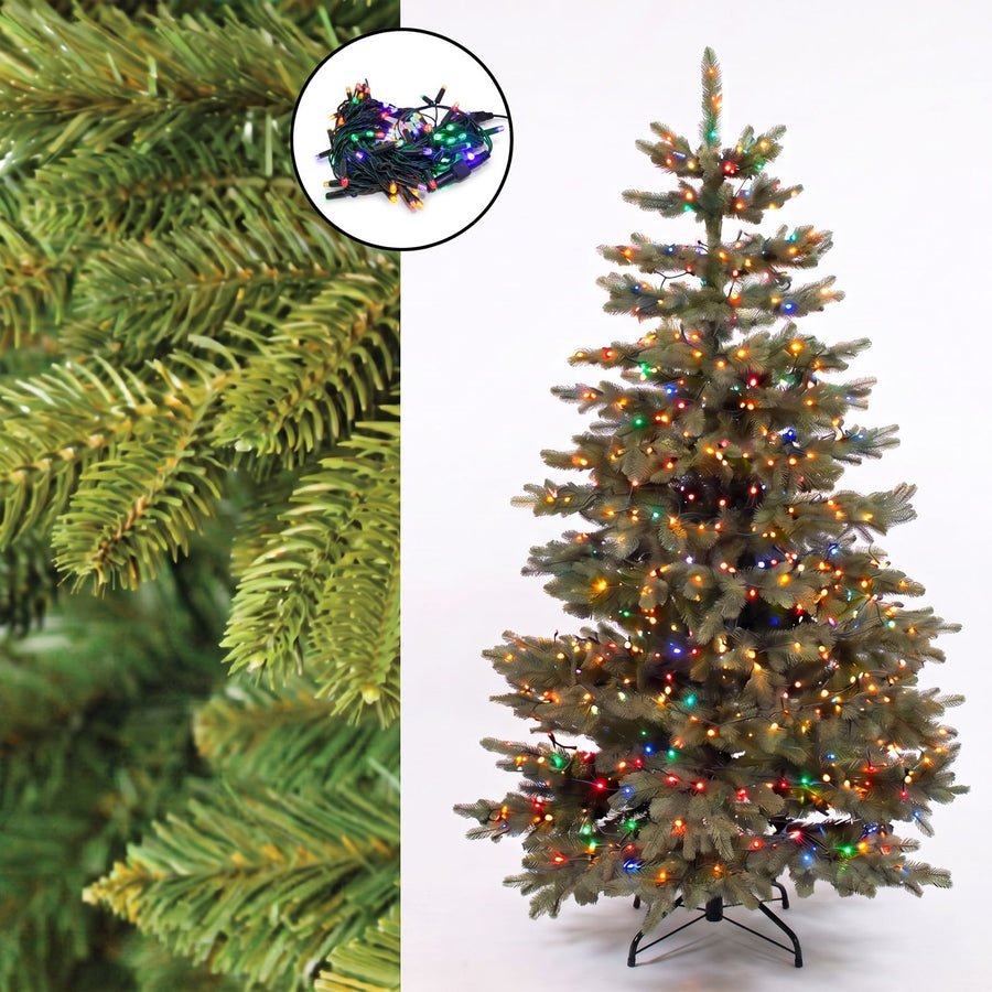 Realistic Nordmann Christmas Tree 180 cm + 200 multicolour LED lights