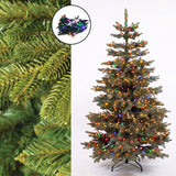 Realistische Nordmann-Weihnachtstanne 180 cm + 200 mehrfarbige LED-Lichter