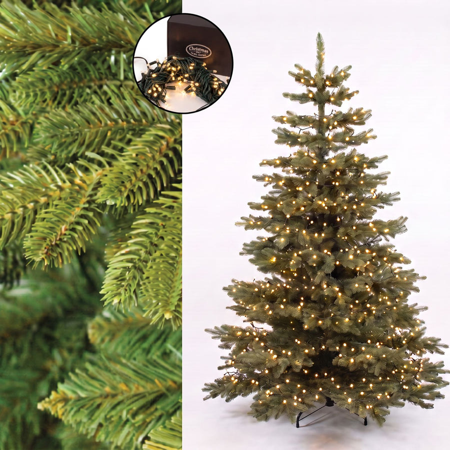 Realistic Nordmann Christmas Tree 180 cm + 200 warm-white LED lights